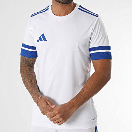 Adidas Sportswear - Ensemble Tee Shirt Et Short Jogging A Bandes SQUA25 Jersey JG5827 JH3409 Blanc Bleu Roi